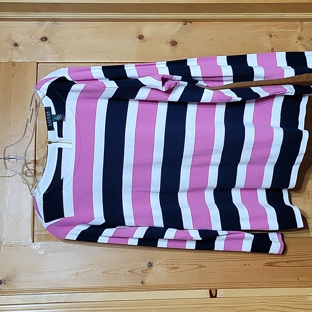 Lauren Ralph Lauren Pink and Black Striped Top